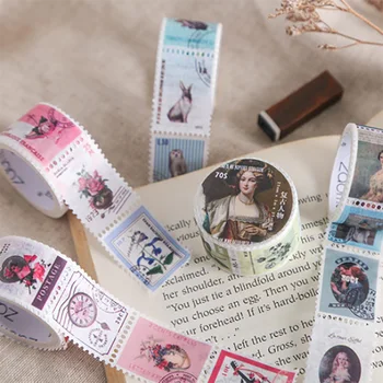 

1pcs Washi Tape Vintage Stamp Paper Masking Adhesive Tapes Stickers Stationery DIY Album Diary Scrapbooking 8 style