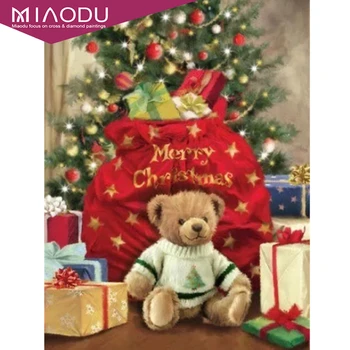 

Miaodu 5D DIY Diamond Painting Bear Full Square Diamond Embroidery Animal Kit Christmas Decorations Wall Art