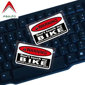 Aliauto 2 X Warning Sign Car Sticker Do Not Touch My Bike Waterproof Reflective Vinyl Decal for Motorcycle Skoda Smart,7cm*4cm yjzt 12cm 10 7cm danger biohazard sign warning mark personality car sticker reflective motorcycle parts c1 7558