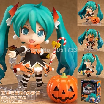 

Free Shipping Cute 4" Vocaloid Hatsune Miku Halloween Ver. 10cm Boxed PVC Action Figure Set Model Collection Toy #448