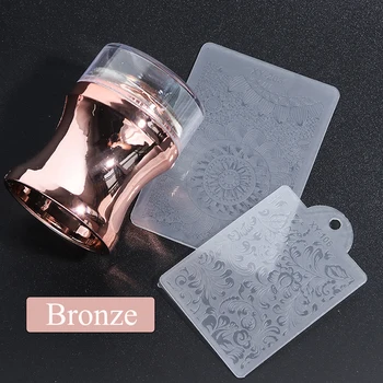 

1 set Mirror Nail Stamper Clear Silicone Head Manicure Scraper Polish Transfer Template Kits with Cap Nail Art Stamping Plate