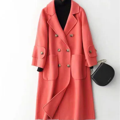 style 2 Высококачественное женское длинное пальто, модное двубортное пальто из смешанной шерсти, повседневное шерстяное пальто, женское теплое пальто, зимнее пальто - Цвет: style 2
