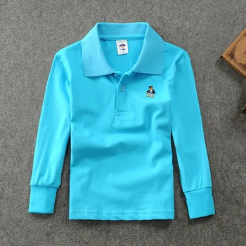 

New kids boys children clothes girl 6 to 7 years Polo Shirt Spring Autumn Solid Turn-down Cotton Long Sleeve shirt Tops t-Shirts