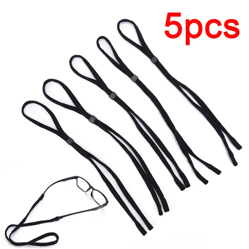 5Pcs Black Eyeglass Glasses Neck Cord Sunglasses Strap String Lanyard Holder Adjustable
