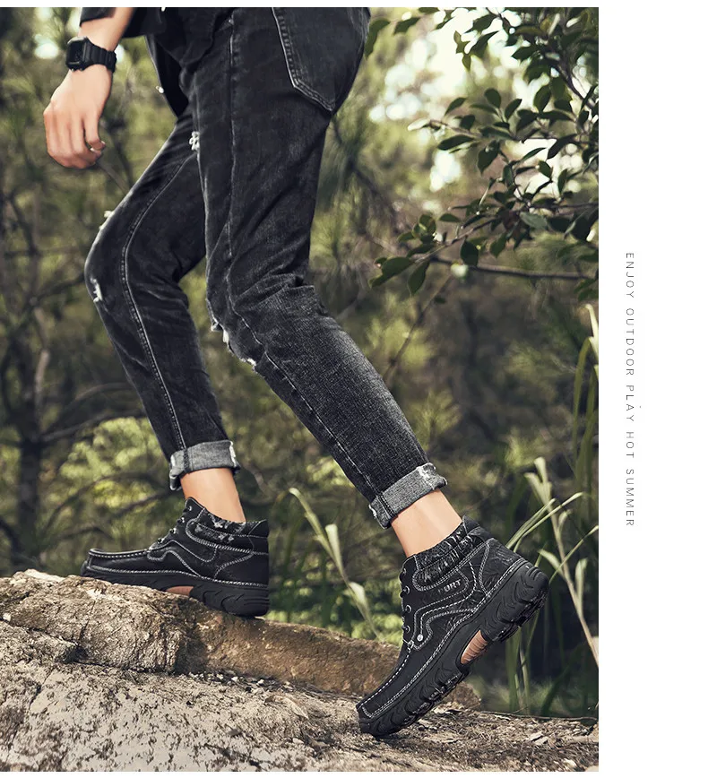 Высококачественная зимняя мужская походная обувь водонепроницаемая сохраняющая тепло альпинистская обувь Нескользящая горный туризм Охота ботинки кроссовки резиновые