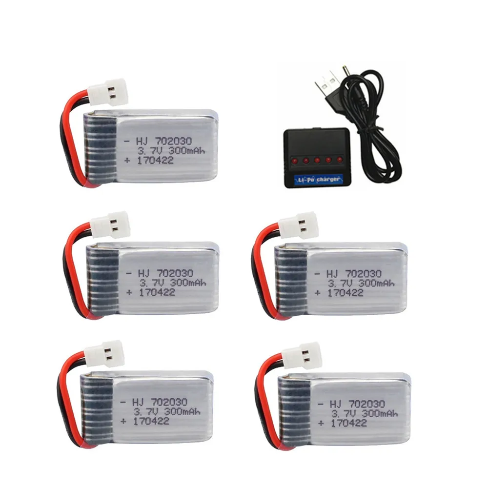3.7V 300Mah Lipo Battery + Charger Set Per Hubsan H107 Syma X11C Fy530 Udi U816 U830 F180 E55 Fq777 Fq17W Rc Drone 702030 Batteria
