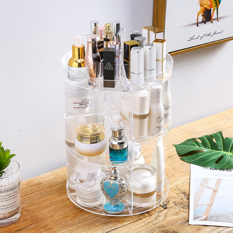 

Transparent 17 Years New Style Spinning hua zhuang jia Plastic Cosmetic Box Cosmetic Storage Box Dresser Storage Rack