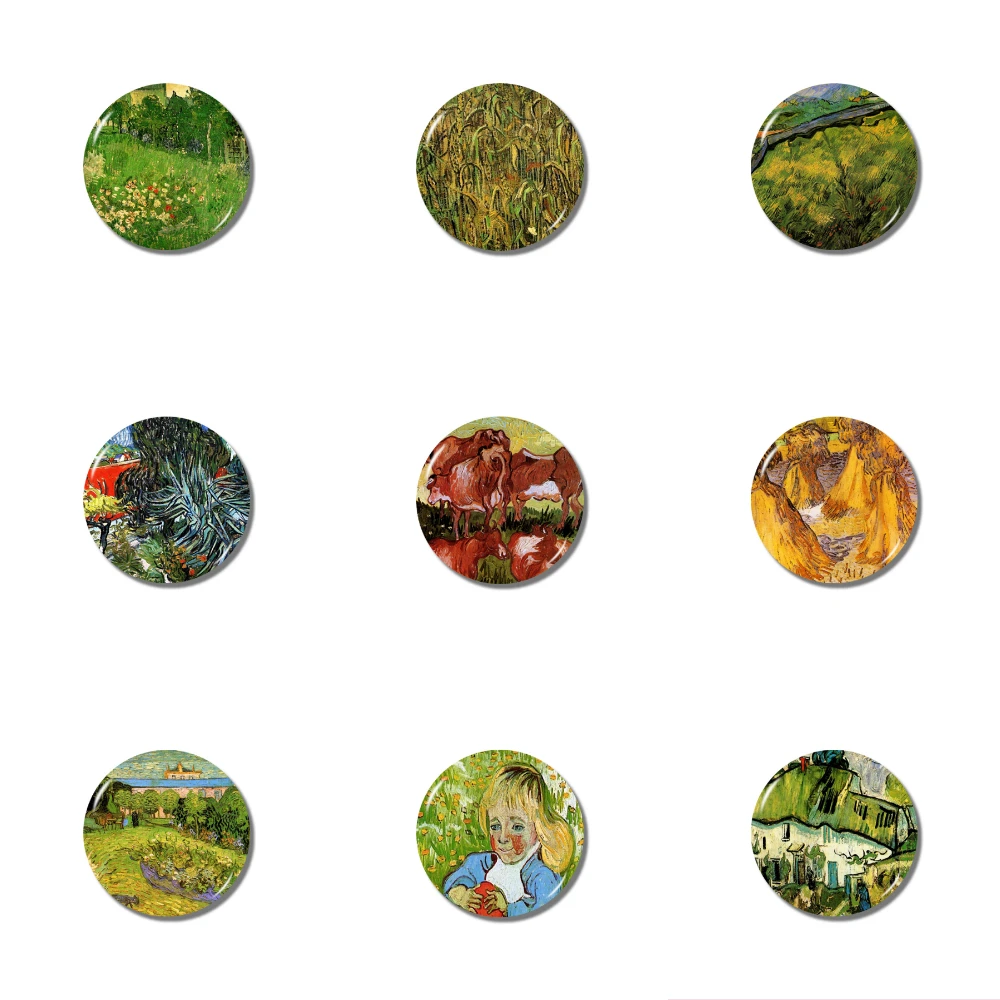 

Lychee Van Gogh Painting Series Fridge Magnet Round Shape Refrigerator Magnets Travel Souvenirs Home Kitchen Decoration
