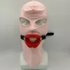 Slave Cosplay Fetish Obedient Open Mouth Gag Oral Sex Toys of Silicone Lips O Ring with Bdsm Bondage Hood Mask Erotic Accessory 1
