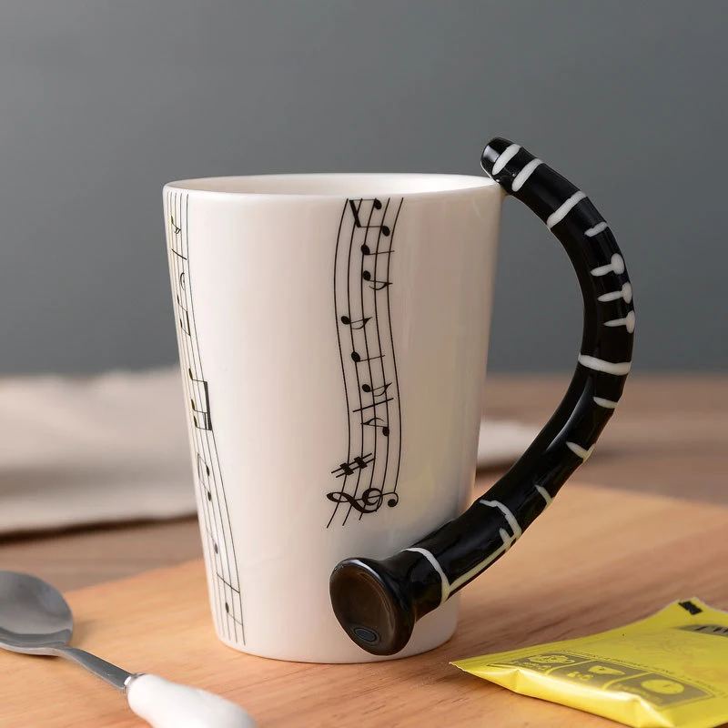Горячая Распродажа, фирменная Новинка, оригинальная керамическая чашка кларнет, музыкальная чашка, креативная кофейная чашка, чашка для завтрака, молока, кружка, одна - Цвет: 2