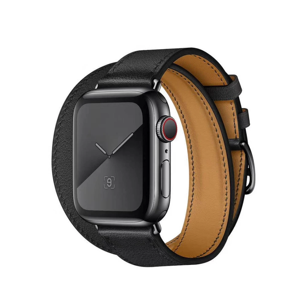 Роскошный браслет в стиле панк с двойной петлей для Apple Watch Band 38 мм 40 42 44 ремешок из