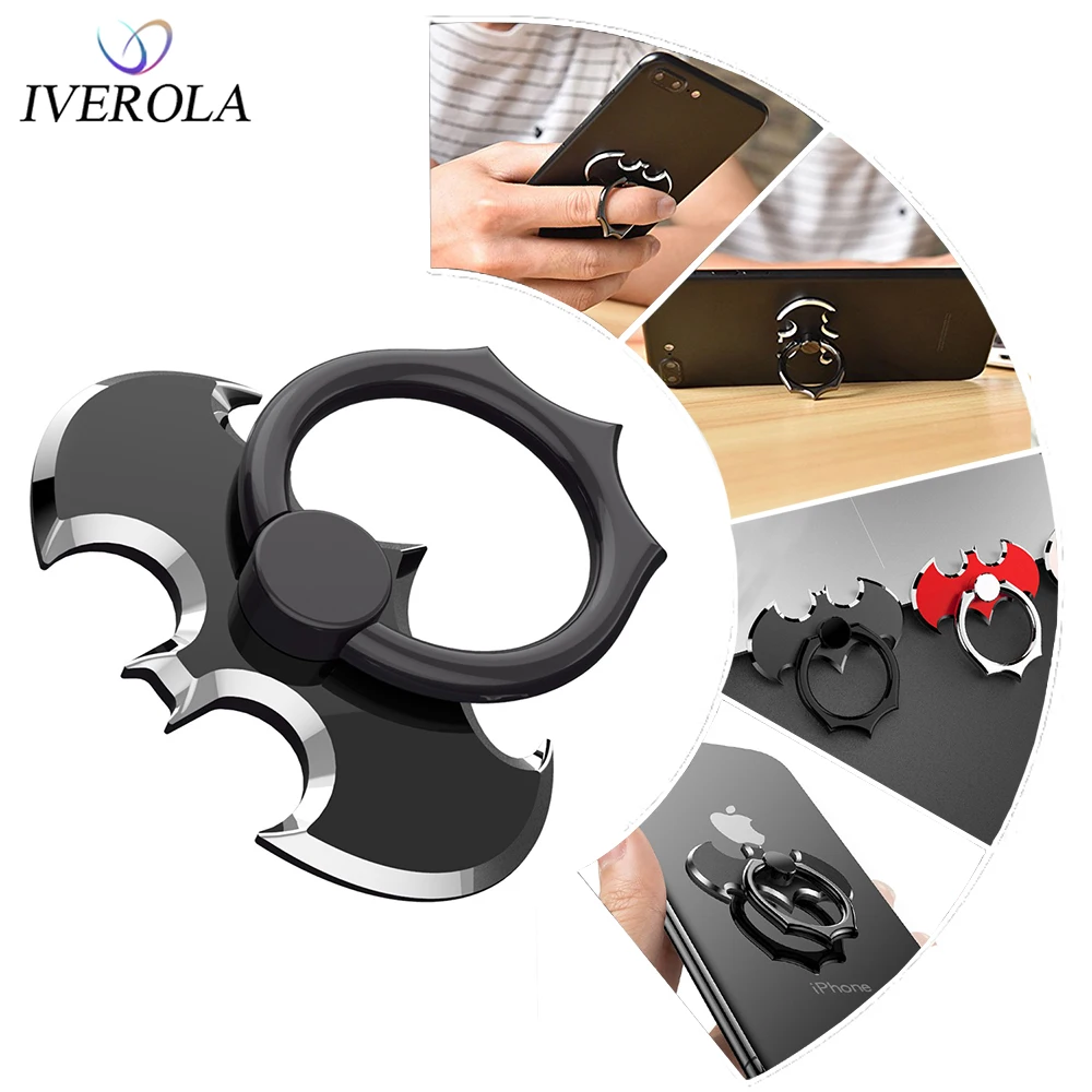 

Bat Finger Ring Cell Mobile Phone Desktop Stand Mount For iPhone X 8 7 XS Batman Metal Smartphone 360 Degree Desk Holder