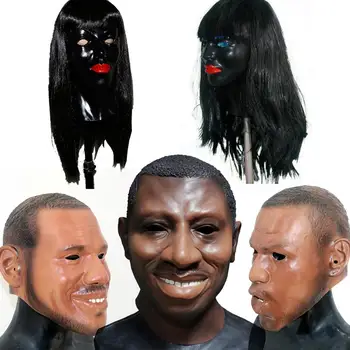 

Realistic Latex Human Mask Black Male Female Mask Latex Disguise Halloween Fancy Dress