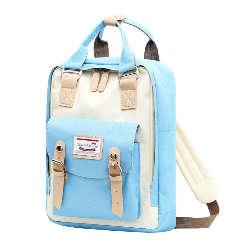 Корейский стиль, нейлоновый рюкзак для женщин, Простой Модный молодежный дорожный рюкзак, школьная сумка для досуга, сумка-тоут для девочек-подростков, сумка на плечо 8 - Цвет: WH