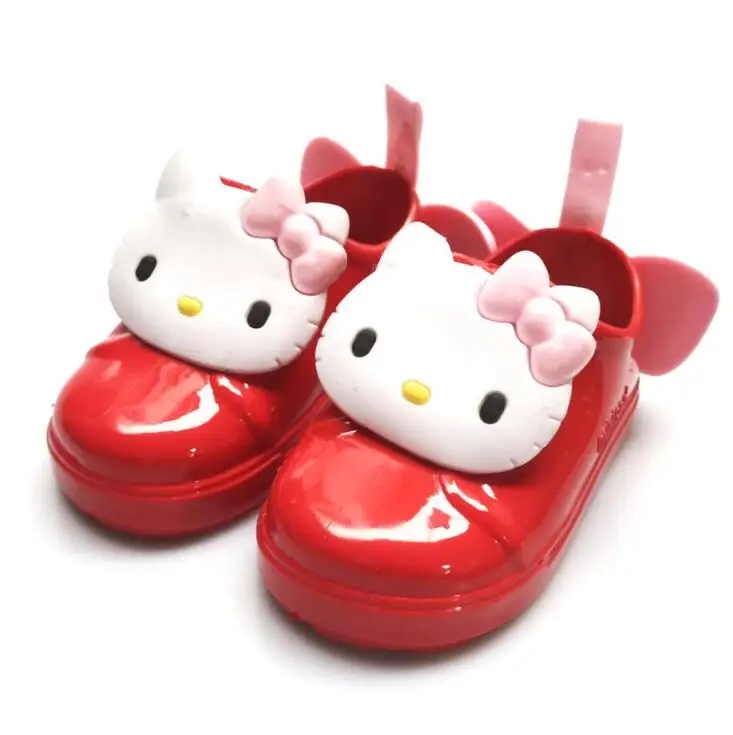 Стиль hello kitty пластиковые сандалии для девочек дышащая детская обувь детские сандалии - Цвет: Красный