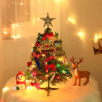 

LED Light Up Xmas Tree Holiday Gift Tabletop Decor Artificial Pine Tree With Golden Star Topper Small Christmas Ornaments