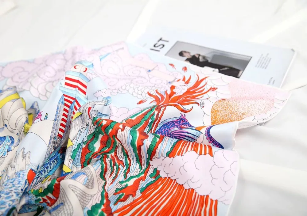 Новое поступление Модный осенне-зимний классический элегантный цветной шелковый шарф 90*90 см шарфы, палантин, шаль для женщин леди Дубай
