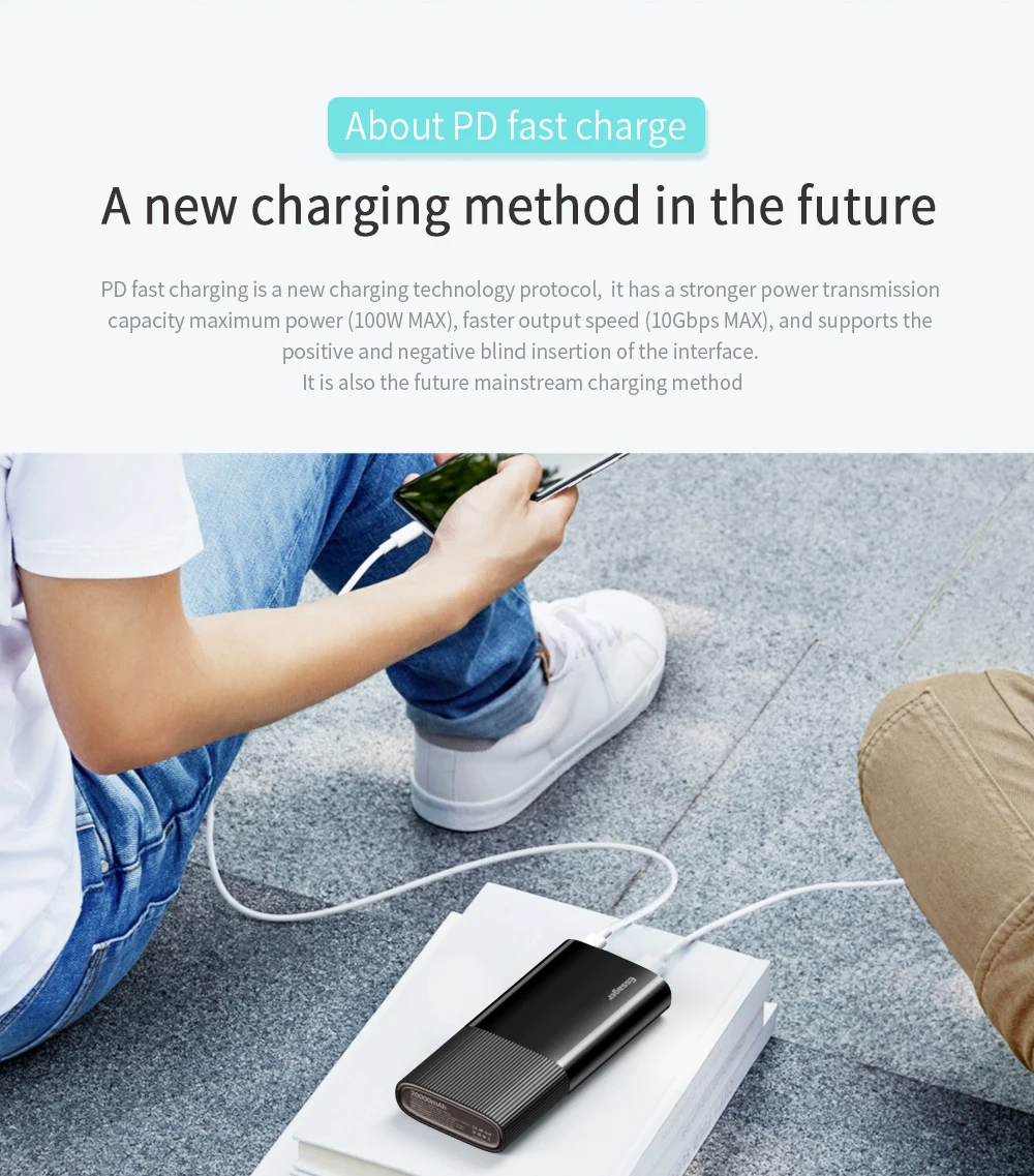 slim power bank Essager Power Bank 20000mAh USB C PD QC 3.0 Powerbank Quick Charge External Battery Pack Charger For Xiaomi 20000 mAh Poverbank power bank 10000mah