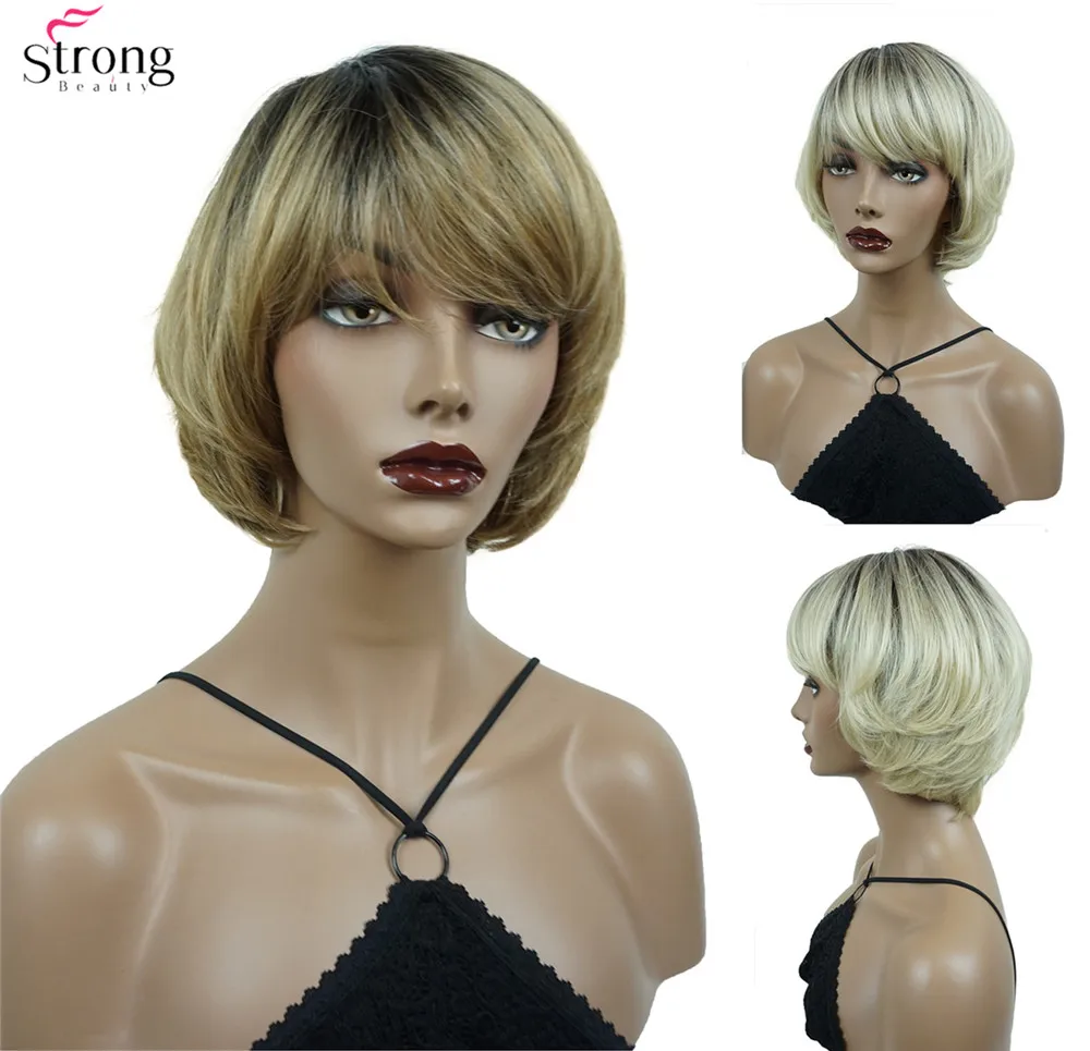 

StrongBeauty Women Ombre Blonde/Light brown Short Wigs Hair Synthetic Wig Natura