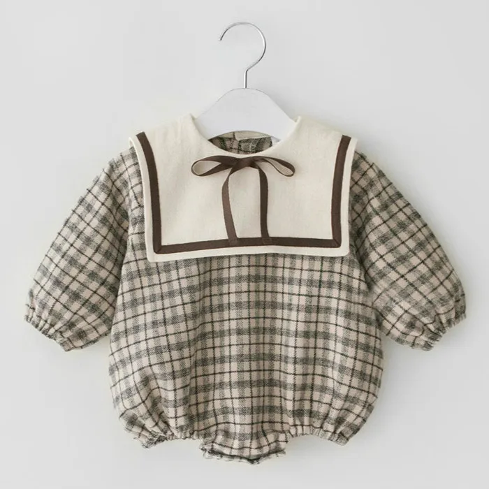 Весенние Комбинезоны для маленьких девочек новинка 2020 клетчатый трико с длинным