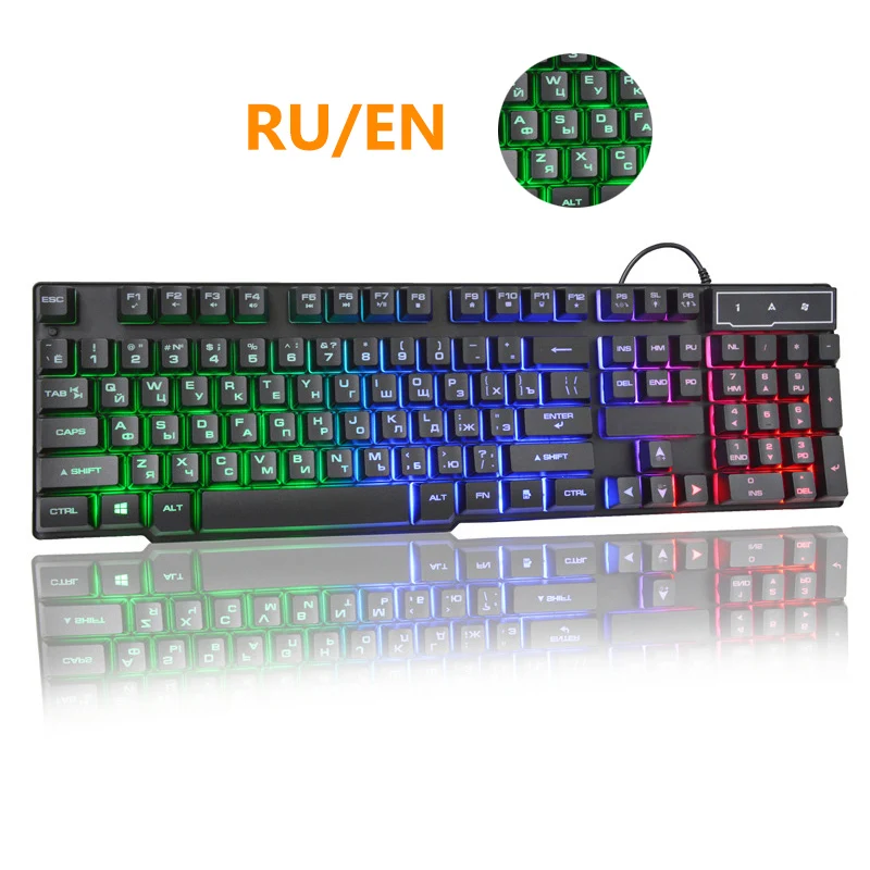 

Russian 104 Keys Imitation Mechanical Keyboard RGB LED Backlit Gaming Keyboard For Macbook Lenovo USB Wired Computer Keyboards