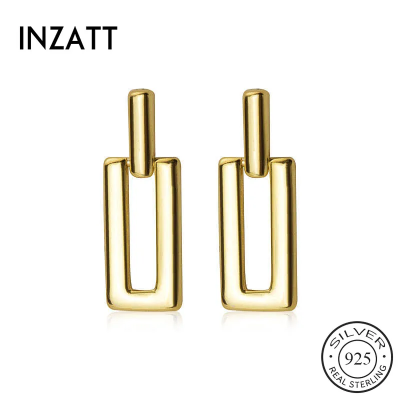 INZATT Real 925 Sterling Silver Geometric Stud Earrings For Fashion Women Party Minimalist Fine Jewelry Cute Accessories