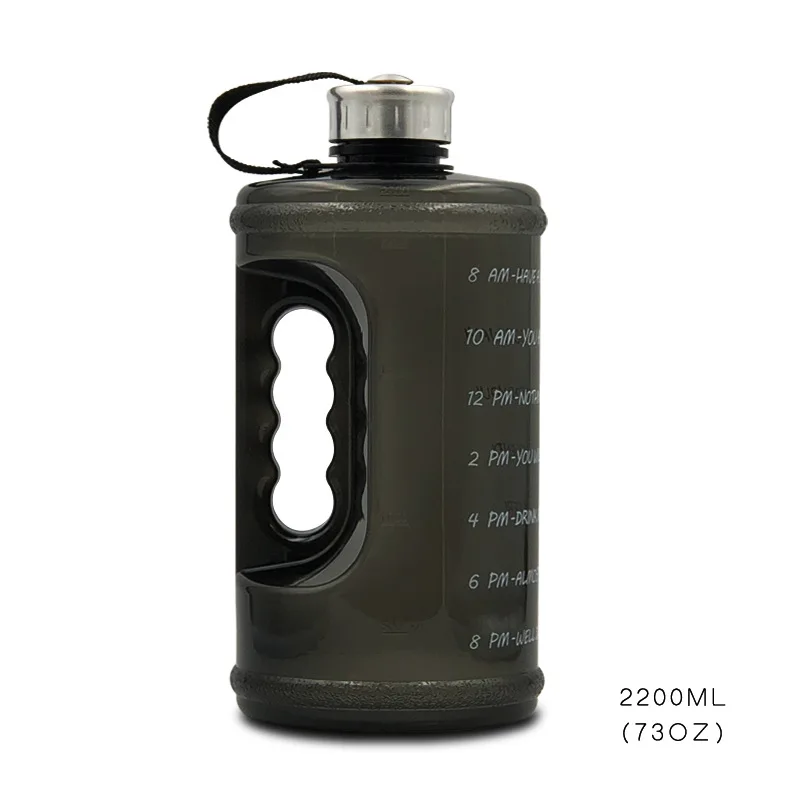 73 унции BPA бесплатно пластиковая большая бутылка для воды для напитков кувшин Тыква для путешествий Спорт на открытом воздухе фитнес тренажерный зал бутылка для воды дропшиппинг - Цвет: black