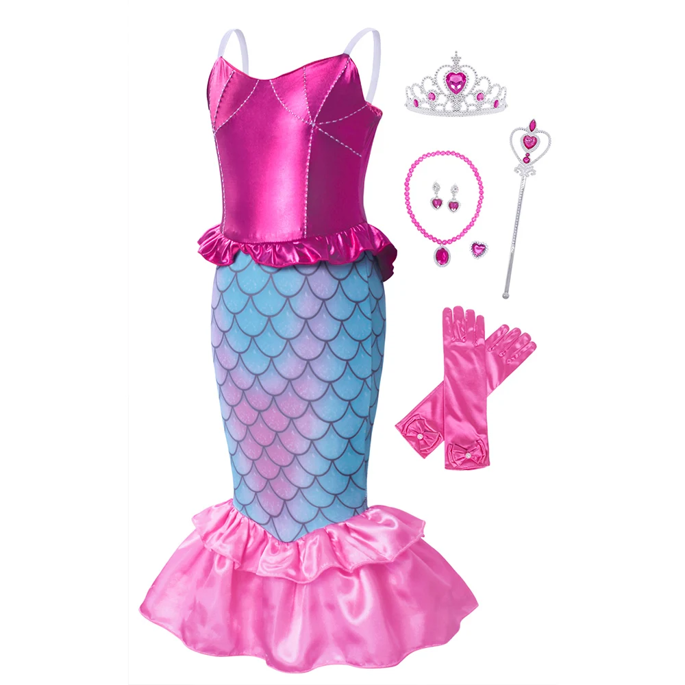 cosplay AmzBarley Disfraz de sirena para niña vestido de noche Halloween princesa disfraz de Ariel