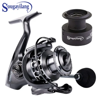 

Sougayilang Fishing Reel 13+1BB Light Weight Ultra Smooth Aluminum Spinning Fishing Reel with Free Spare Graphite Spool