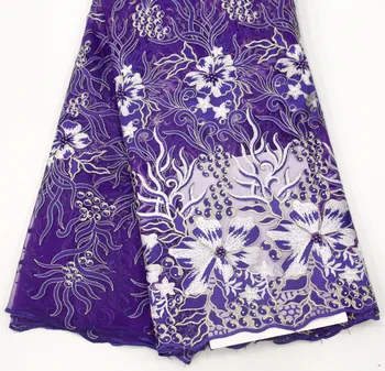 

2019 Latest French Nigerian Lace Fabric High Quality Embroidered Tulle African Laces Fabric Wedding French Tulle Lace