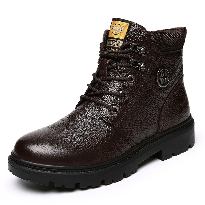 

2017 Winter Martin Boots Men Hight-top Leather Boot Combat Boots Mid-top plus Velvet plus Cotton Warm Cotton-padded Shoes Englan