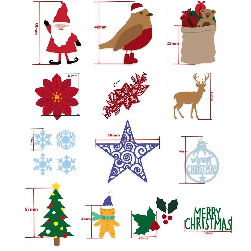 

Merry Christmas Santa Tree Deer Snowflake Flower Metal Cutting Dies Embossing Paper Making Card Decorative Crafts New Dies 2019