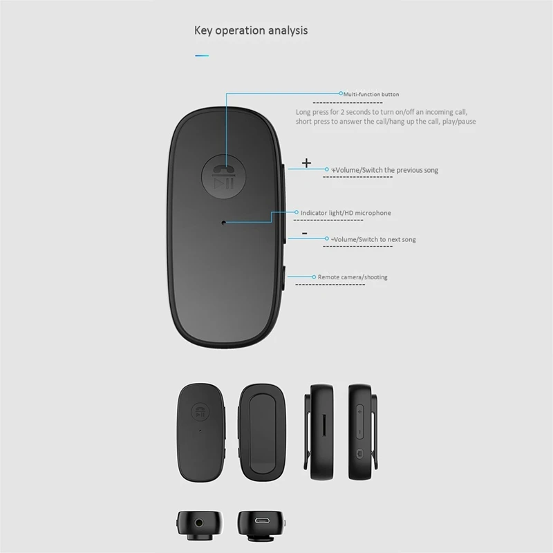 Lavalier 5 0 Bluetooth Car TF Card Playback Long Standby Multifunction Bluetooth Receiver with Headphone Cable