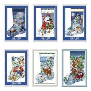 

Everlasting Love Christmas Stocking Ecological Cotton Chinese Cross Stitch Kits Counted Stamped 14 11CT New Year Sales Promotion