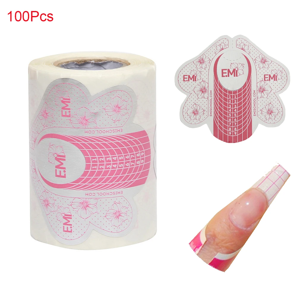 

100Pcs Butterfly Form Self-Adhesive Nail Art Paper Tray Guide Form for Nail Extension Sticker DIY Design Tools