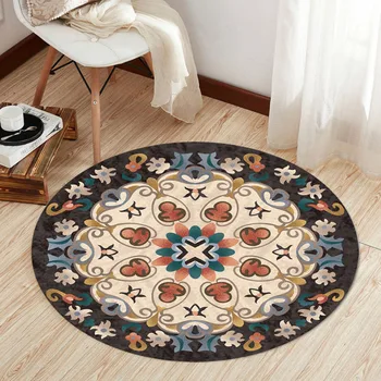 

Nordic Style Round Carpet for Living Room Enthnic Bedroom Rugs Anti Slip Floor Mat Computer Chair Carpets Pray Mats