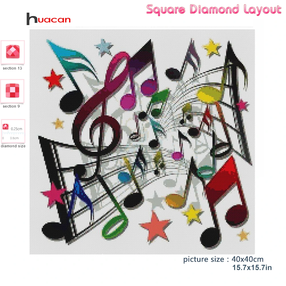 Huacan Diamond Art Painting Mosaic Music Scenery Home Decor Diamond Embroidery Sheet Music Cross Stitch Wall Sticker diamond painting diamond painting stickers