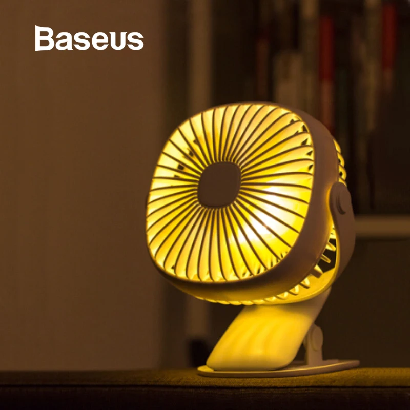 Skup Baseus Mini USB akumulator wentylator chłodzący klip wentylator biurkowy podwójnego zastosowania akademik domowy nocny przenośny pulpit biurowy
