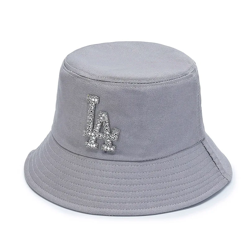 LA Bucket Hat Simulation Diamond Wonmen Men Summer Outdoor Casual Sun Cap Sunbonnet Fedoras Flat Fisherman Hats Beach Caps CP178 straw bucket hat womens