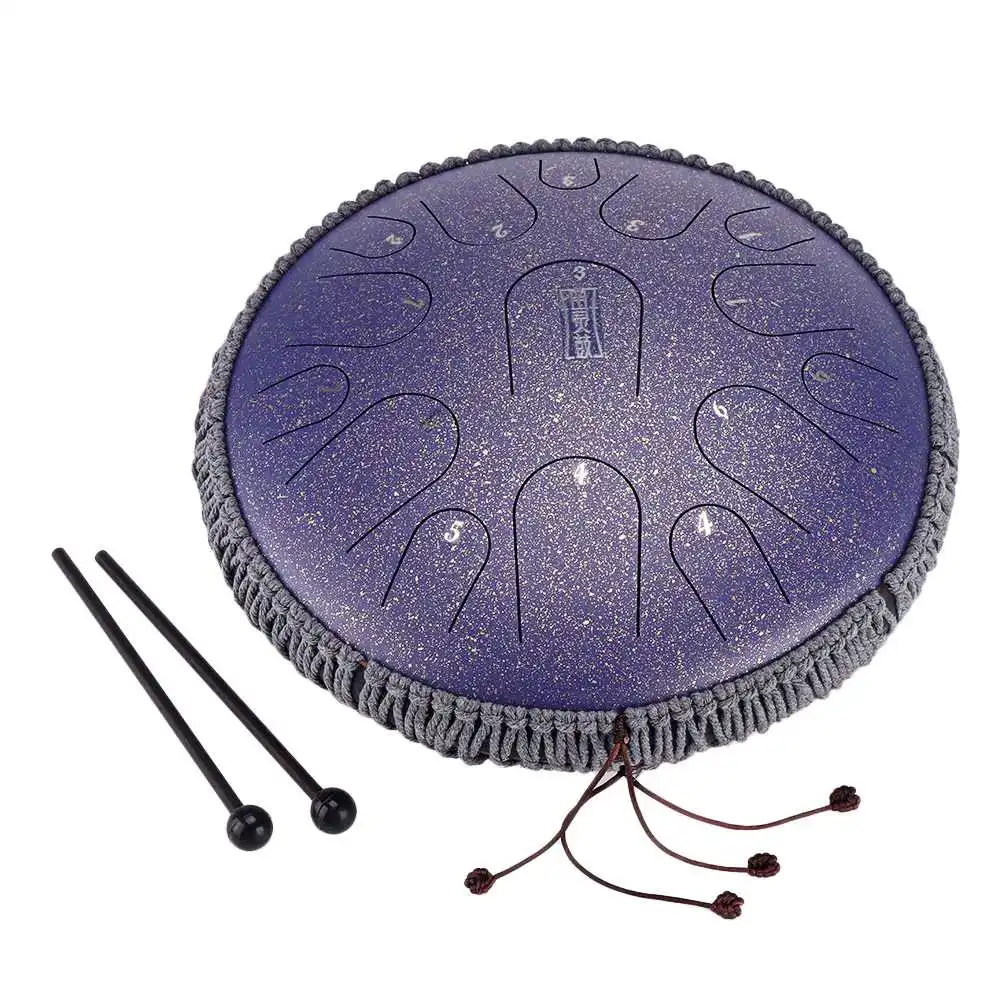 HLURU 13 inch 15 Tone Durable Steel Tongue Drum D Major Hand Drum Carbon Steel Musical Instruments Ethereal Drum With Bag