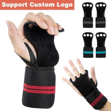 3 Holes Gymnastics Hand Grips Cowhide Leather With Wrist Straps Training Palm Finger Protection Weight Lifting Crossfit Exercise