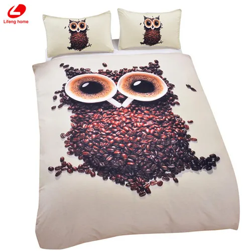 beans owl Lifeng домашний американский размер постельное белье 173*218 см пододеяльник+ pillocase 51*66 см 3D животных Постельное белье слон 3 шт./компл. Комплект постельного белья BEAN сова - Цвет: beans owl