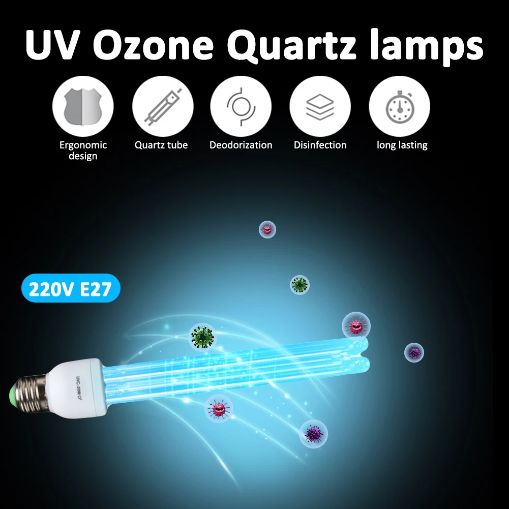 Lâmpada de Ozônio Base para Desinfectar Quartzo Esterilização Germicida Lâmpada Luz Ultravioleta E27 Bacteriana Uvc Cfl 5 Quartzo uvc esterilização germicida cfl lâmpada de