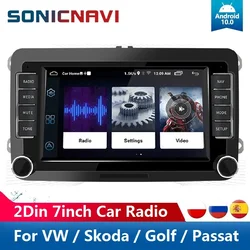 Autoradio android 10.0, 7 pouces, 2din, récepteur stéréo, GPS, sans DVD, pour voiture VW Volkswagen, Golf, Passat, Touran, Skoda, Octavia, Polo, Seat 