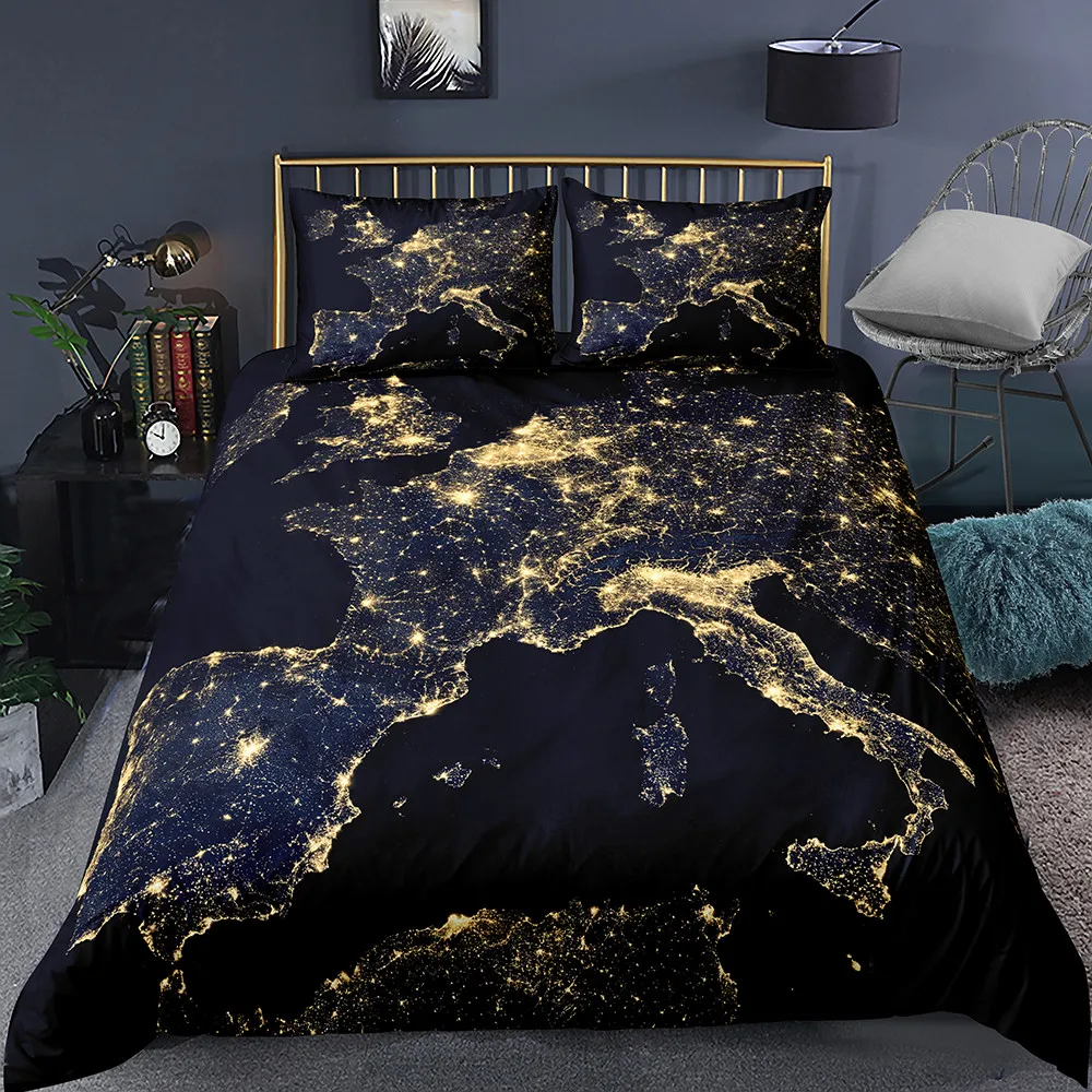 

Haguyy 3D Digital Print Map Pattern Duvet Cover Set Watercolor World Map Bedding Set 100% High Quality Microfiber Home Textile