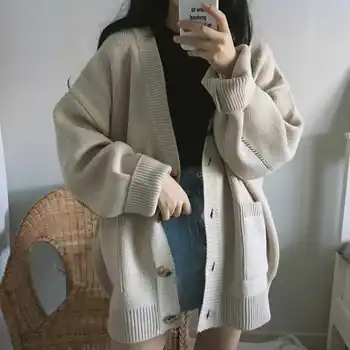

2020 Autumn spring fashion long cardigan for women knitted sweater open front fall outfits 0.8