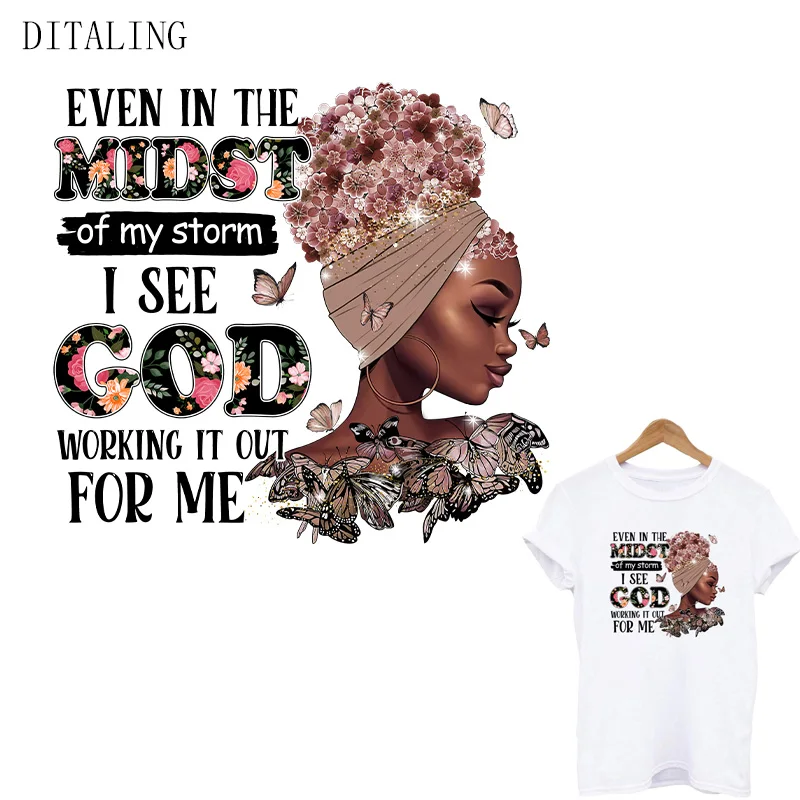 Черная нашивка в стиле афродевушки на одежду модная термонаклейка для девочек