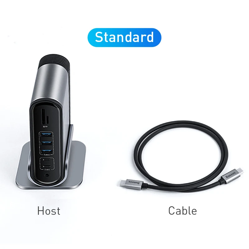 Without Power Plug Baseus USB HUB переходник type C usb-хаб многофункциональный адаптер USB C концентратор док-станция для Macbook Pro USB разветвитель Компьютерные аксессуары 16 портов usb хаб Type C HUB комплектующие для пк - Цвет: Without Power Plug