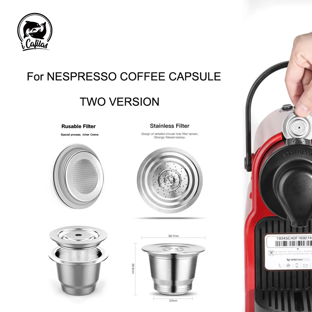 Cápsulas reutilizables Nespresso EPRHAY filtro de malla de acero inoxidable respetuoso con el medio ambiente para máquinas Nespresso cápsulas recargables de una sola taza de filtros de café 