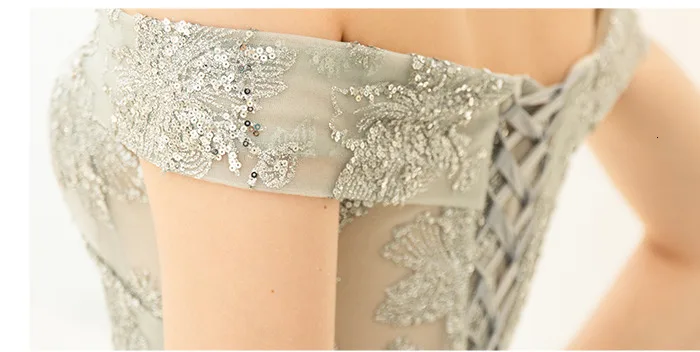 BacklakeGirls Luxury Floor Length Silver Lace Evening Dress For Wedding Evening Party Formal Dress Custom Made Vestidos De Festa